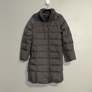 Lands’ End Gray Quilted Down Full Length Winter Coat W/ Hood Women’s XS (2-4)
